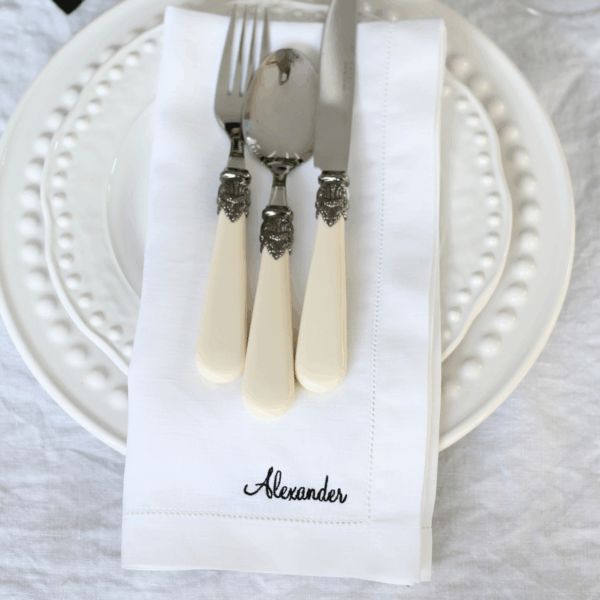 IRISH LINEN HEMSTITCH NAPKINS Personalised with Name personalised Irish linen hemstitch napkin