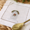 LINEN HEMSTITCH COCKTAIL NAPKIN - Personalised Door Portrait with Christmas Wreath