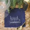 LINEN HEMSTITCH COCKTAIL NAPKIN - Personalised House Wedding Venue Portrait Embroidered onto Napkin
