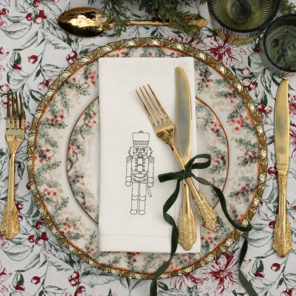 LINEN HEMSTITCH NAPKIN Christmas Nutcracker Napkin
