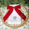 LINEN HEMSTITCH COCKTAIL NAPKIN - Personalised Door Portrait with Christmas Wreath