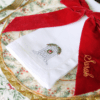 LINEN HEMSTITCH COCKTAIL NAPKIN - Personalised Door Portrait with Christmas Wreath
