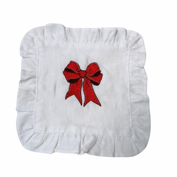 Ruffle Cocktail Napkin with Red Bow