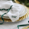 WASHED LINEN NAPKIN Personalised Crochet Edge Napkin