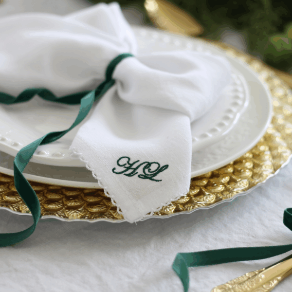 WASHED LINEN NAPKIN Personalised Crochet Edge Napkin