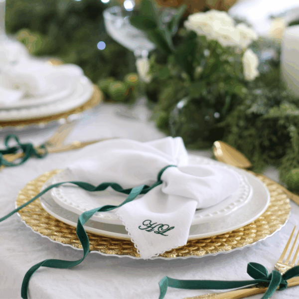 WASHED LINEN NAPKIN Personalised Crochet Edge Napkin