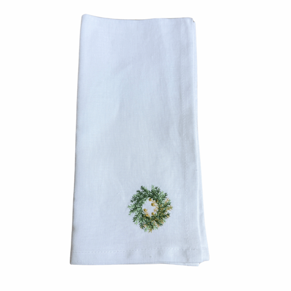 Washed linen christmas wreath napkin