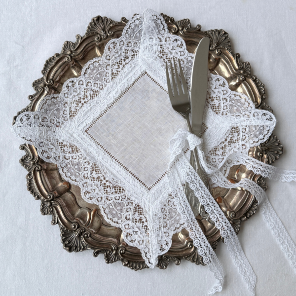 Personalised Nottingham Linen & Lace Doily (Can be bought with or without personalised embroidery)