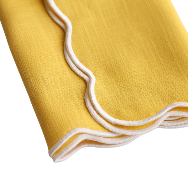 The Studio Napkin Collection Plain-hem Hemstitch & Scallop Napkin Yellow