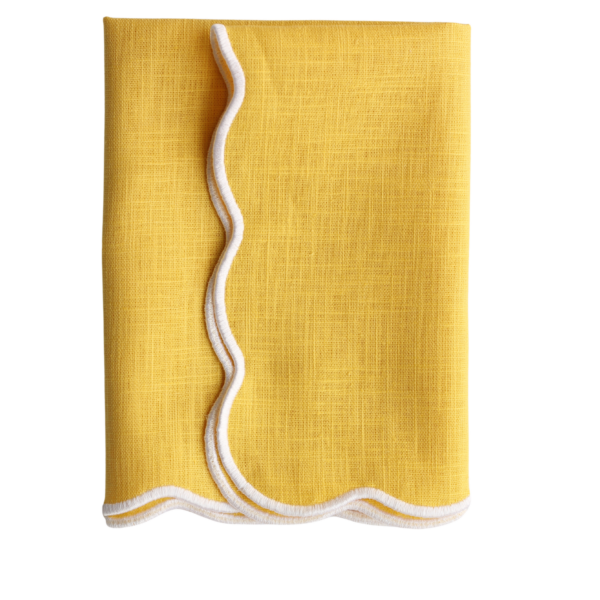 The Studio Napkin Collection Plain-hem Hemstitch & Scallop Napkin Yellow