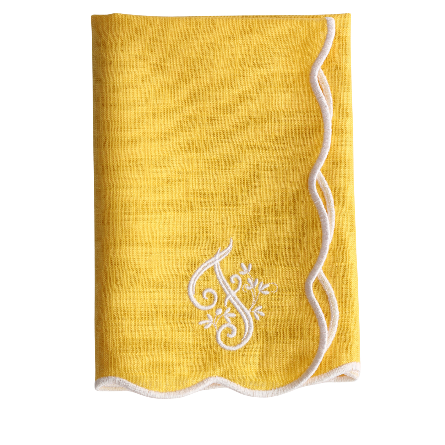 The Studio Napkin Collection Plain-hem Hemstitch & Scallop Napkin Yellow