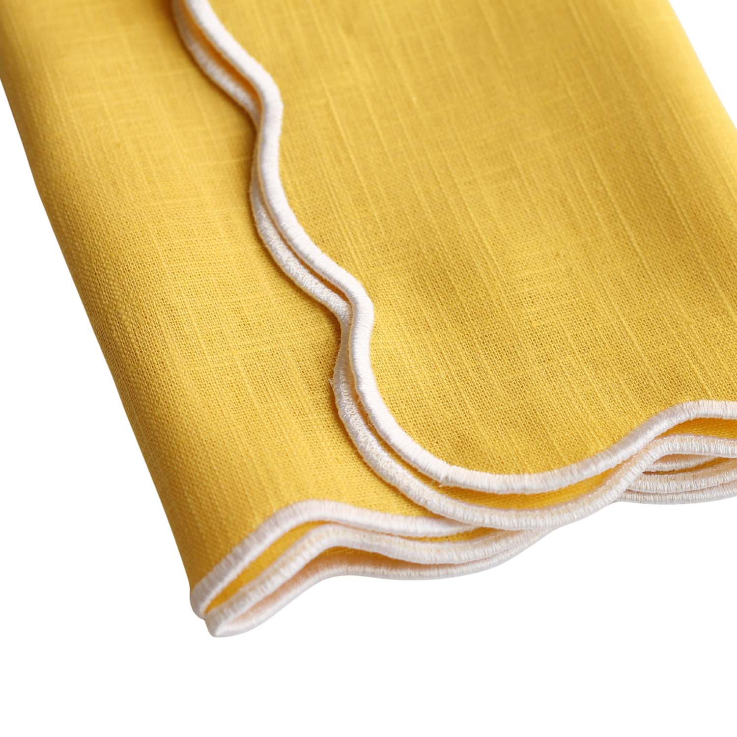 The Studio Napkin Collection Plain-hem Hemstitch & Scallop Napkin Yellow