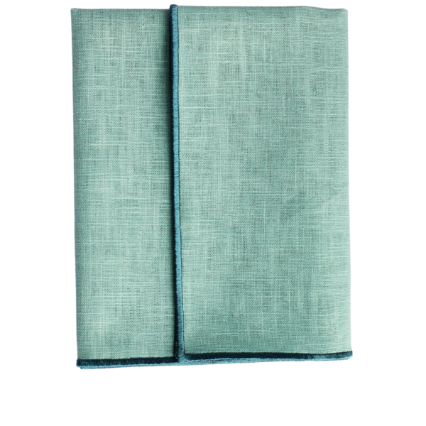 The Studio Napkin Collection Plain hem, Hemstitch & Scallop Napkins Aqua Blue