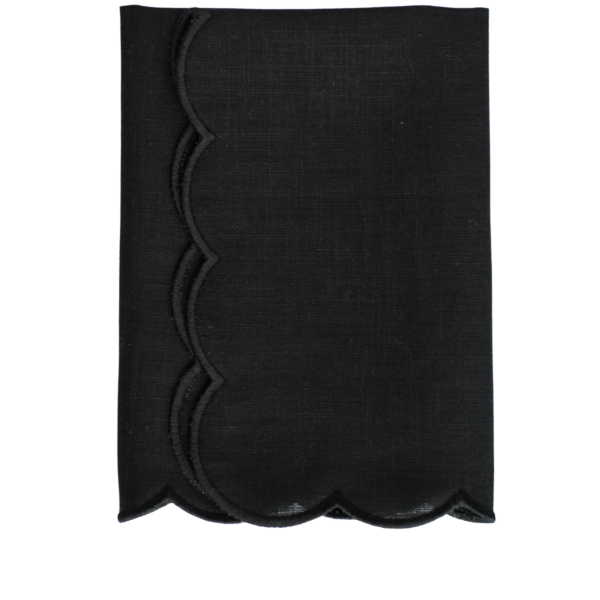The Studio Napkin Collection Plain hem, Hemstitch & Scallop Napkins Black single scallop