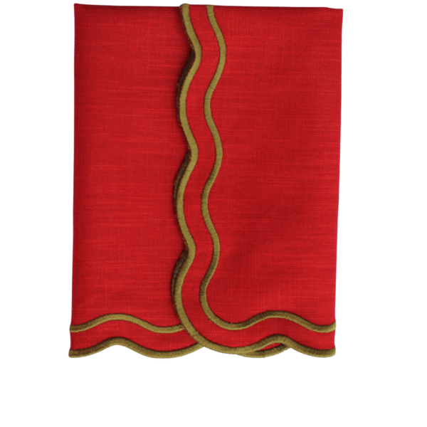 The Studio Napkin Collection Plain hem, Hemstitch & Scallop Napkins Burgundy Anna Double Wavy