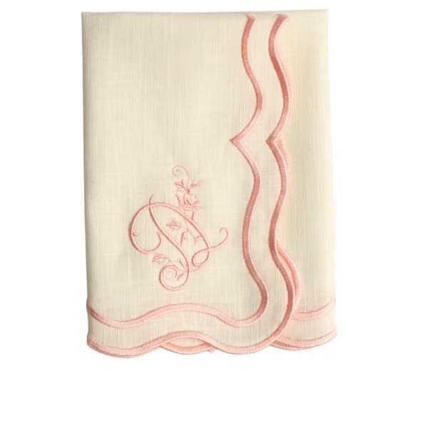 The Studio Napkin Collection Plain-hem, Hemstitch & Scallop Napkins Cream rococo personalised