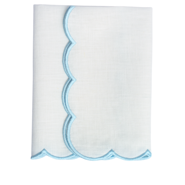 The Studio Napkin Collection Plain hem, Hemstitch & Scallop Napkins Ivory single scallop
