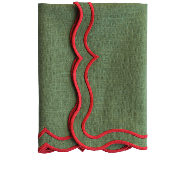 The Studio Napkin Collection Plain hem, Hemstitch & Scallop Napkins Khaki