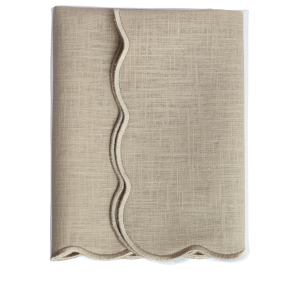 The Studio Napkin Collection Plain-hem, Hemstitch & Scallop Napkins - Natural single wavy