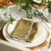 The Studio Napkin Collection Plain-hem, Hemstitch & Scallop Napkins Olive