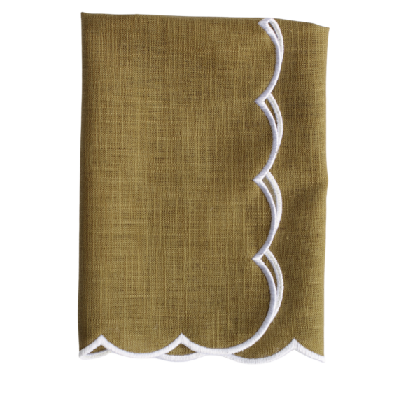 The Studio Napkin Collection Plain-hem, Hemstitch & Scallop Napkins Olive Green