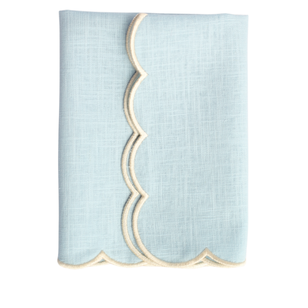 The Studio Napkin Collection Plain-hem, Hemstitch & Scallop Napkins Pale Blue