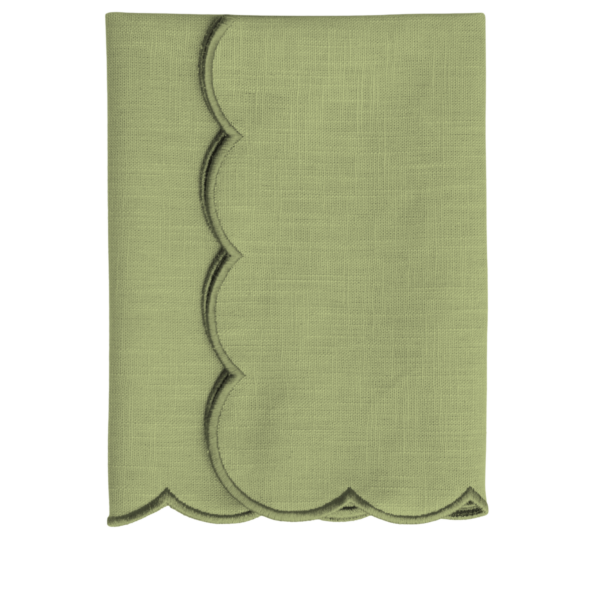 The Studio Napkin Collection Plain hem, Hemstitch & Scallop Napkins Pale sage