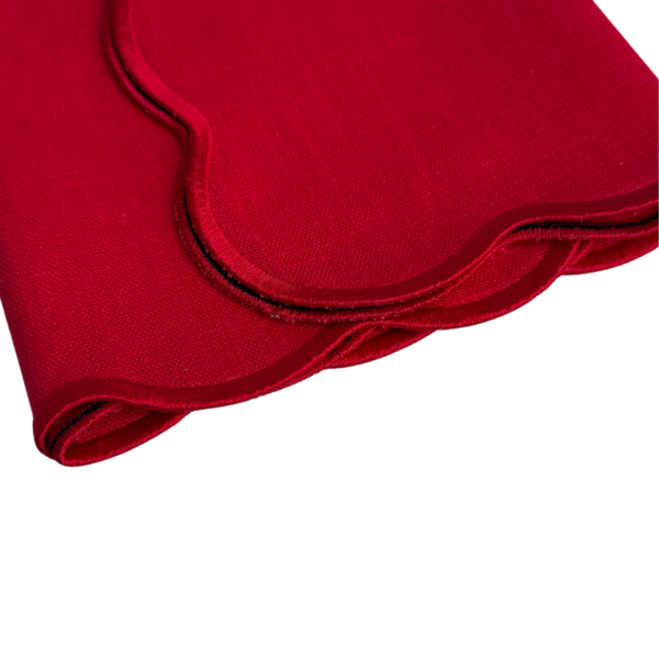 The Studio Napkin Collection Plain hem, Hemstitch & Scallop Napkins Scarlet