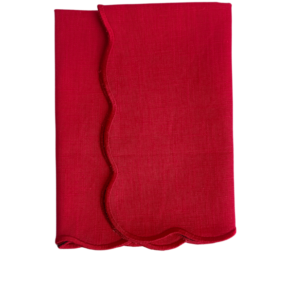 The Studio Napkin Collection Plain hem, Hemstitch & Scallop Napkins Scarlet red
