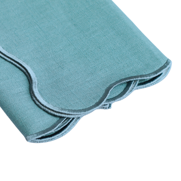 The Studio Napkin Collection Plain hem, Hemstitch & Scallop Napkins Dusky Teal