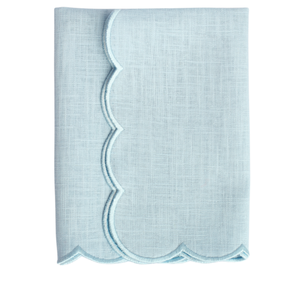 The Studio Napkin Collection Pale Blue Single Scallop blue
