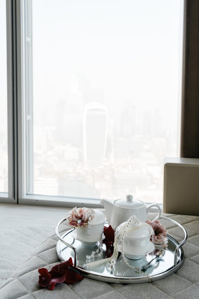 Luxury Wedding Tables with Embroidered Napkins at The Shard