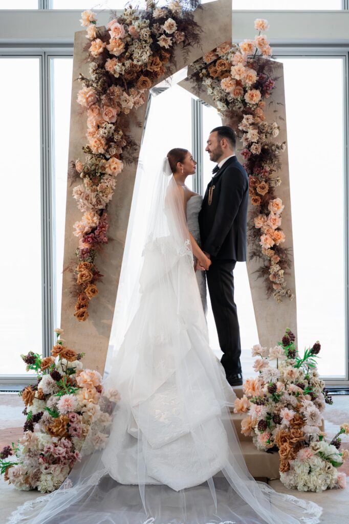 Luxury Wedding Tables with Embroidered Napkins at The Shard