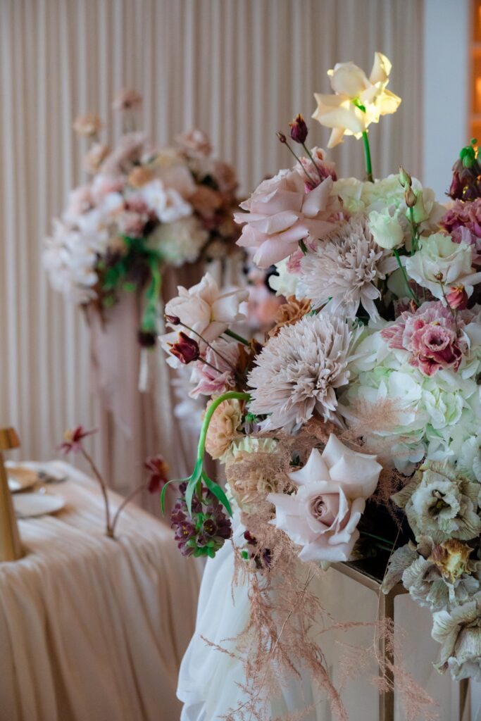 Luxury Wedding Tables with Embroidered Napkins at The Shard