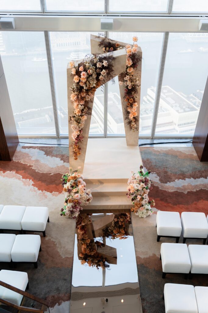 Luxury Wedding Tables with Embroidered Napkins at The Shard