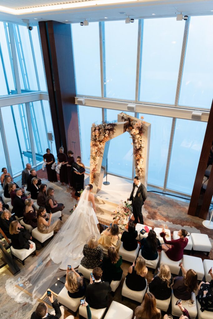 Luxury Wedding Tables with Embroidered Napkins at The Shard