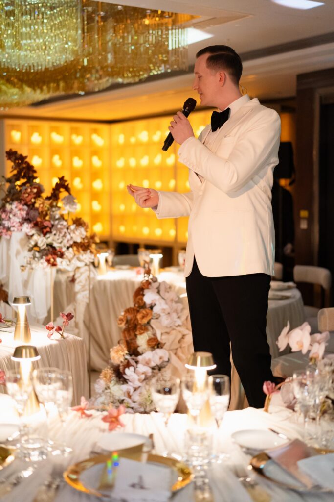 Luxury Wedding Tables with Embroidered Napkins at The Shard