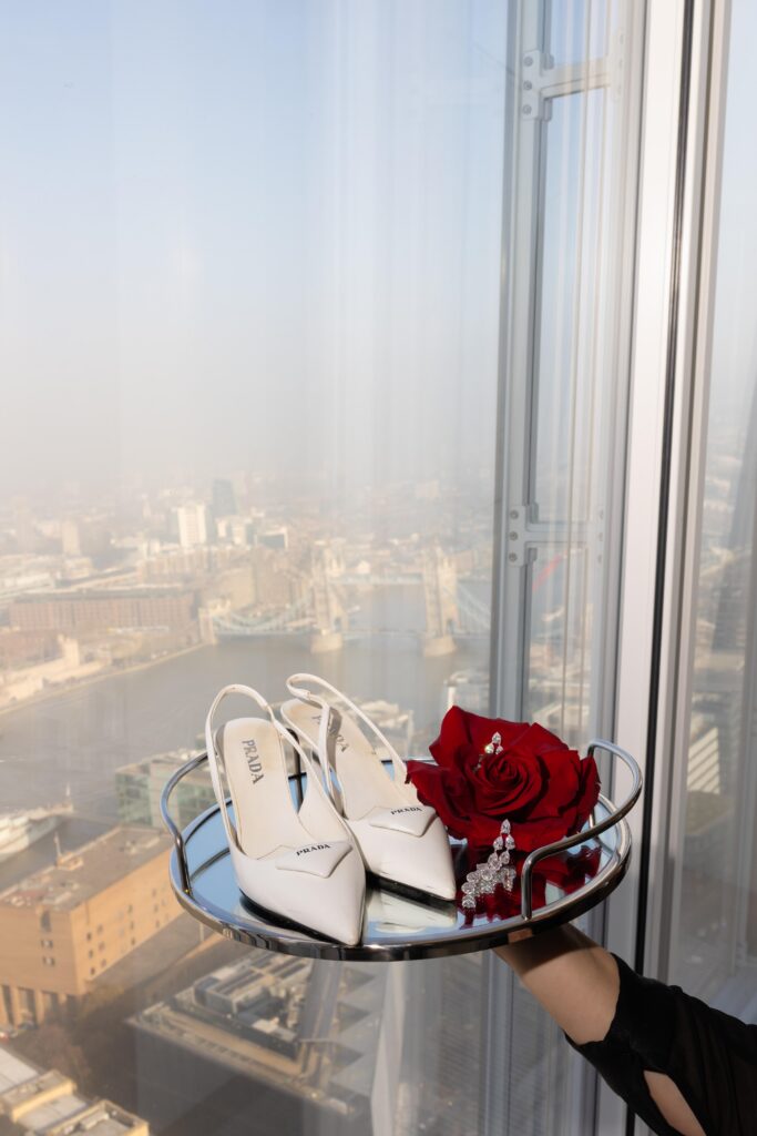 Luxury Wedding Tables with Embroidered Napkins at The Shard