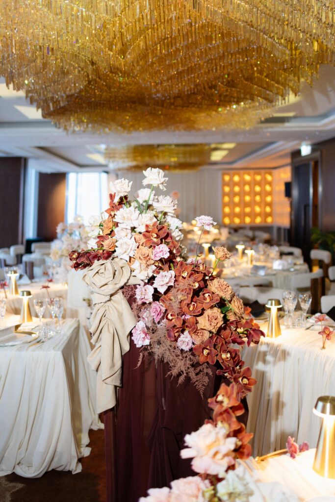 Luxury Wedding Tables with Embroidered Napkins at The Shard