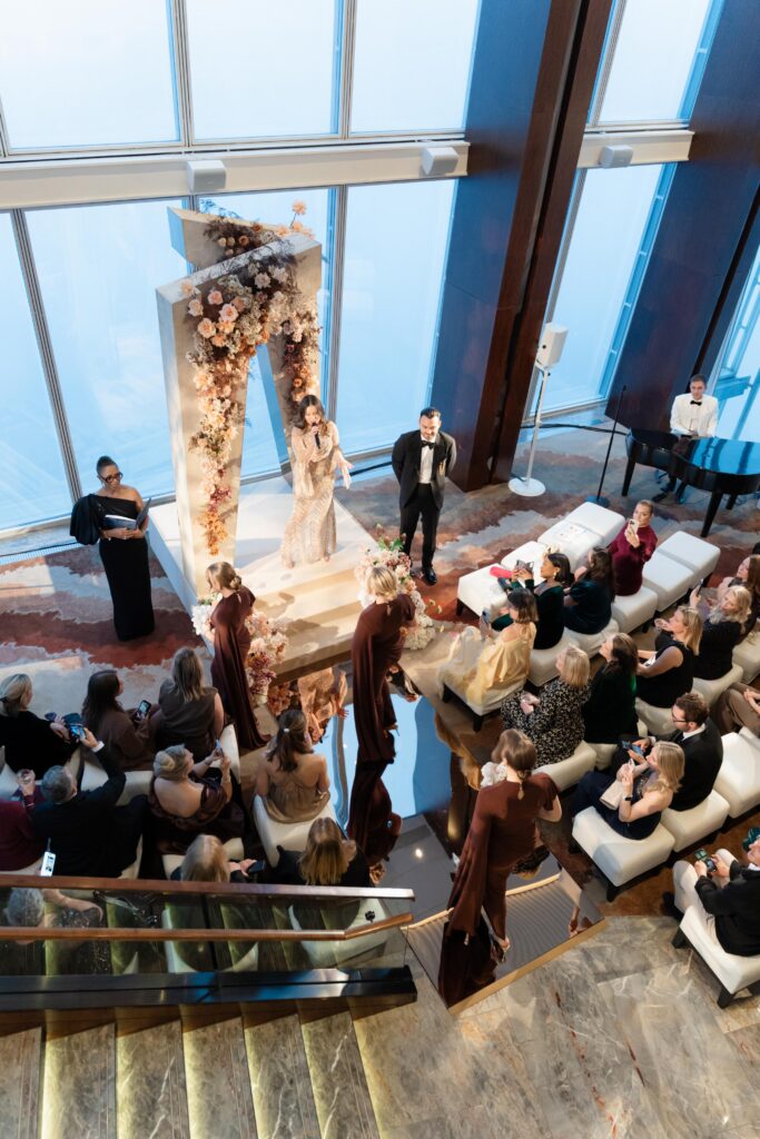 Luxury Wedding Tables with Embroidered Napkins at The Shard