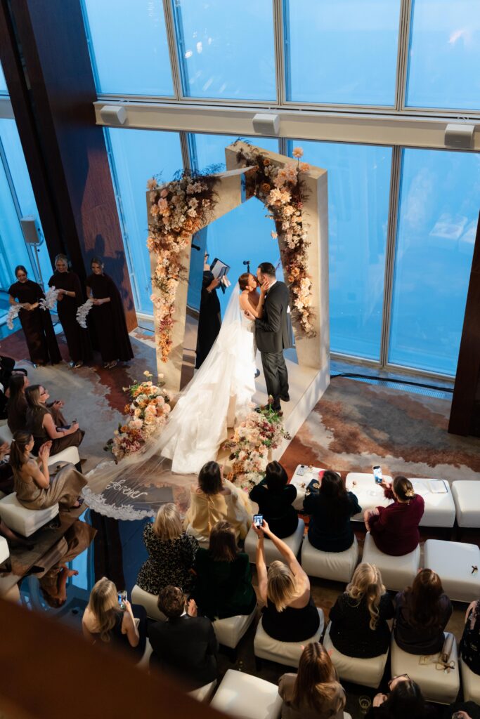 Luxury Wedding Tables with Embroidered Napkins at The Shard
