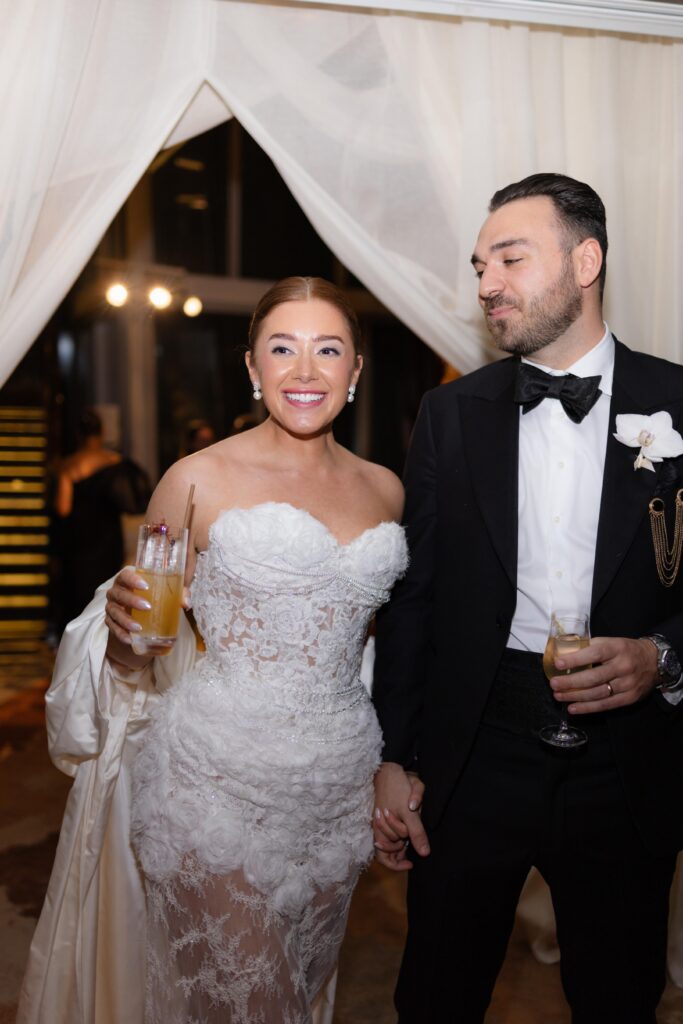 Luxury Wedding Tables with Embroidered Napkins at The Shard