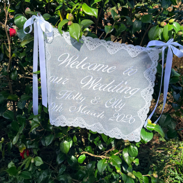 Nottingham Lace Welcome to our Wedding Sign