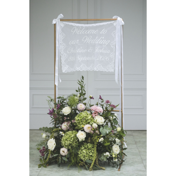 Personalised Nottingham Lace Welcome to our Wedding Sign