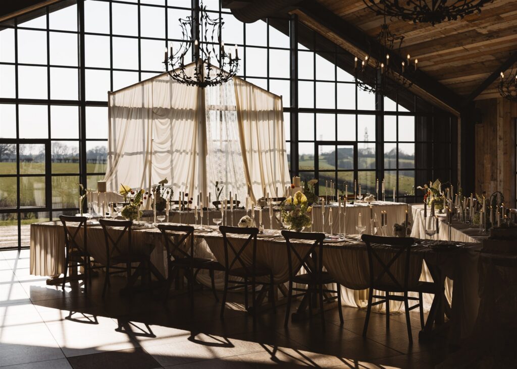 A Modern Wedding Tablescape with Heirloom Lace Accessories