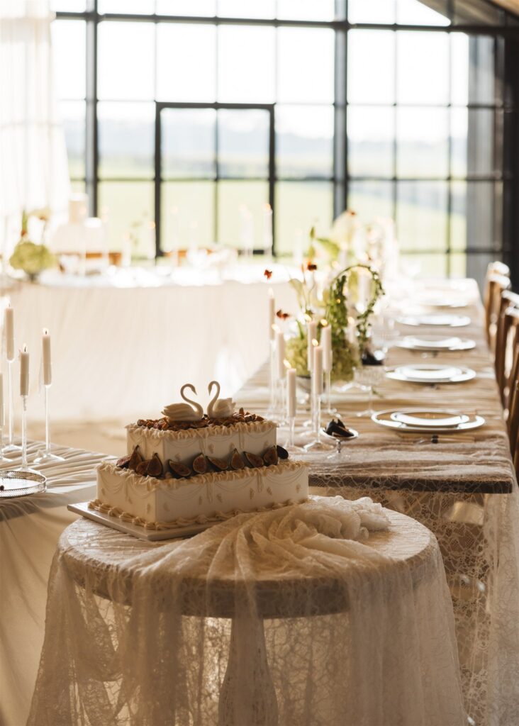 A Modern Wedding Tablescape with Heirloom Lace Accessories