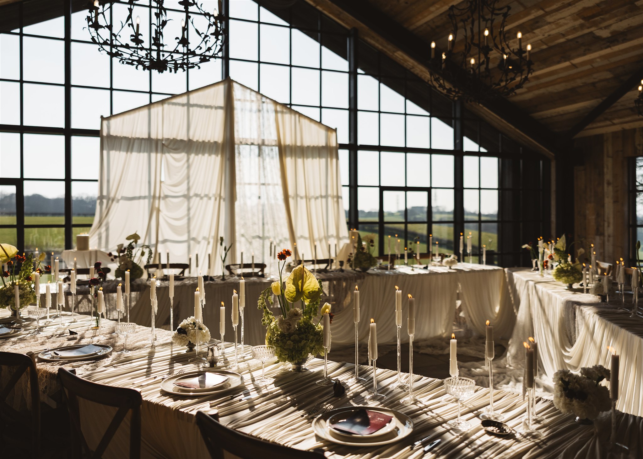 A Modern Wedding Tablescape with Heirloom Lace Accessories