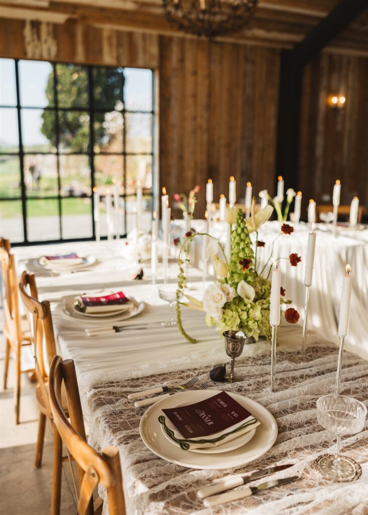 A Modern Wedding Tablescape with Heirloom Lace Accessories