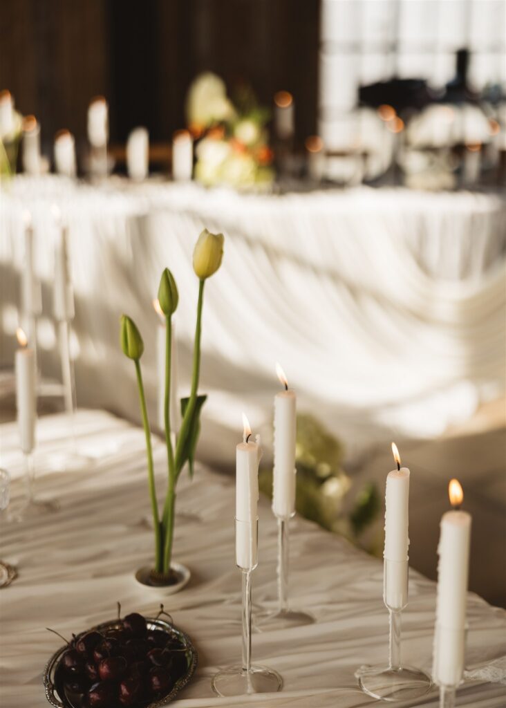 A Modern Wedding Tablescape with Heirloom Lace Accessories