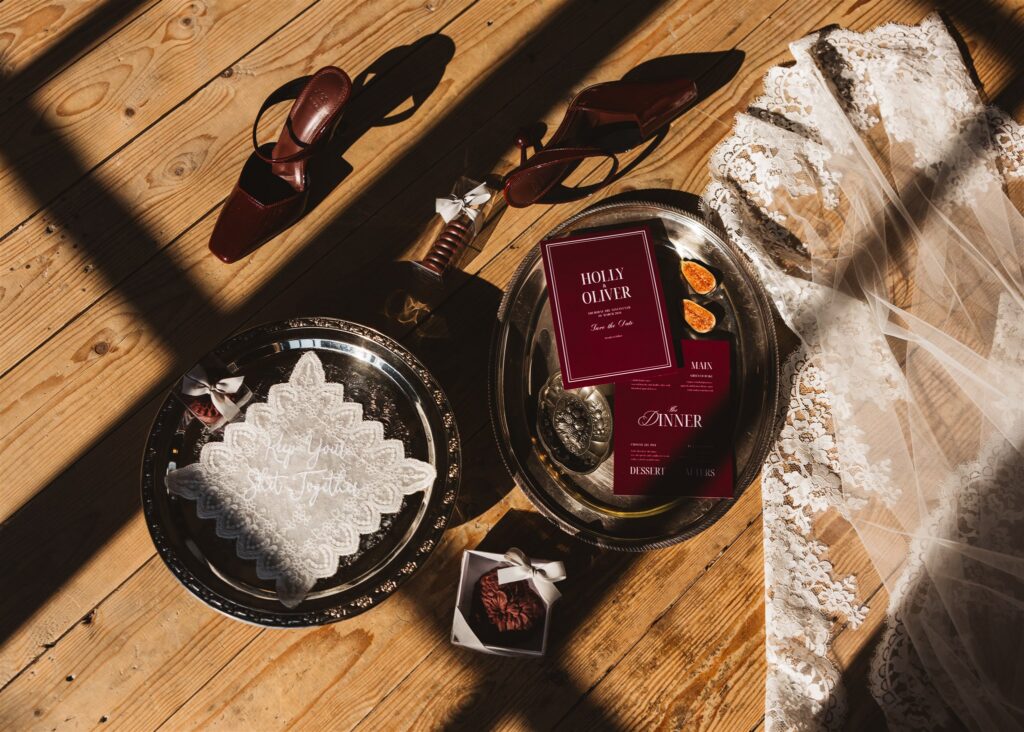 A Modern Wedding Tablescape with Heirloom Lace Accessories